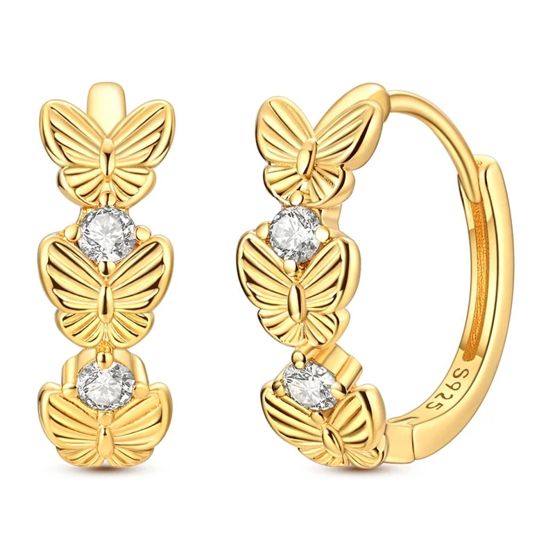 Original 925 Sterling Silver Hoop Earrings Women's Fashion Jewelry Butterfly Iris Lily of the Valley Tulip Flower Luxury Earring