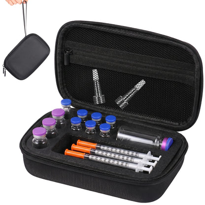 Insulin Vial Case 3ml 30ml Portable Medicine Organizer EVA Oxford Storage Box With Foam Slots For Travel Fridge Storage