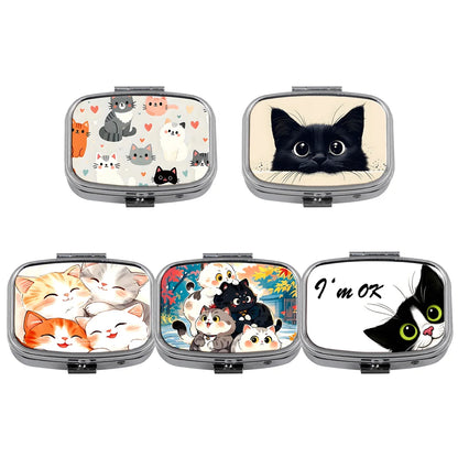 Lovely Cats Metal Medicine Box Pill Packaging Health Products Moisture Resistant Storage Case Personalized Fashion Casket