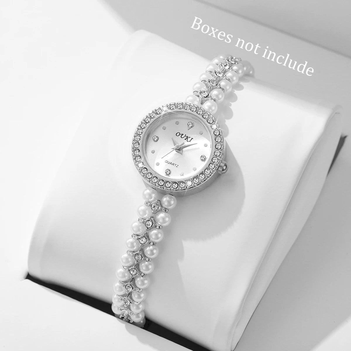 Fashion Women's Watches Ladies Imitation Pearls Alloy Band Analog Quartz Wristwatch Reloj Mujer（Without Box）