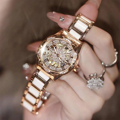 Woman Watch Elegant 2026 Wristwatches Skeleton Circular Dial Ladies Quartz Diamond Watch Luxury Fashion Watches for Girlfriend