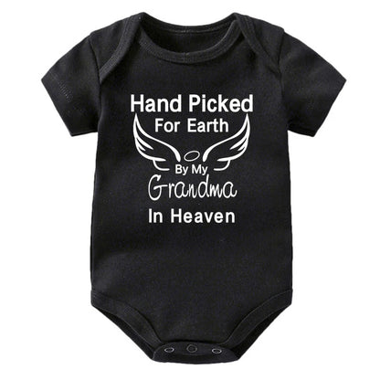 Hand Picked for Earth By My Grandpa/grandma In Heaven Baby Bodysuit Romper Summer Short Sleeve Jumpsuit Ropa