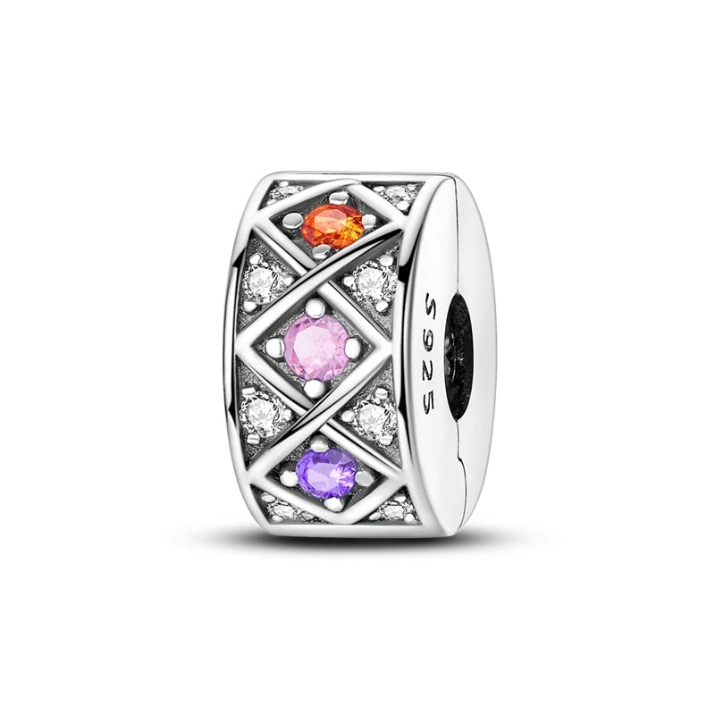 Original 925 Sterling Silver Clip Charm Inlaid Zircon Cat Butterfly Charm Silicone Spacer Beads For Women Bracelet DIY Jewelry