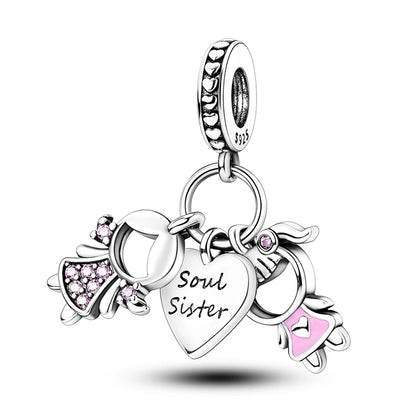 Pink Charms Original 925 Sterling Silver Heart Bow Perfume Bottle Charms Beads Pendants Fit Bracelet DIY Women Jewelry Making