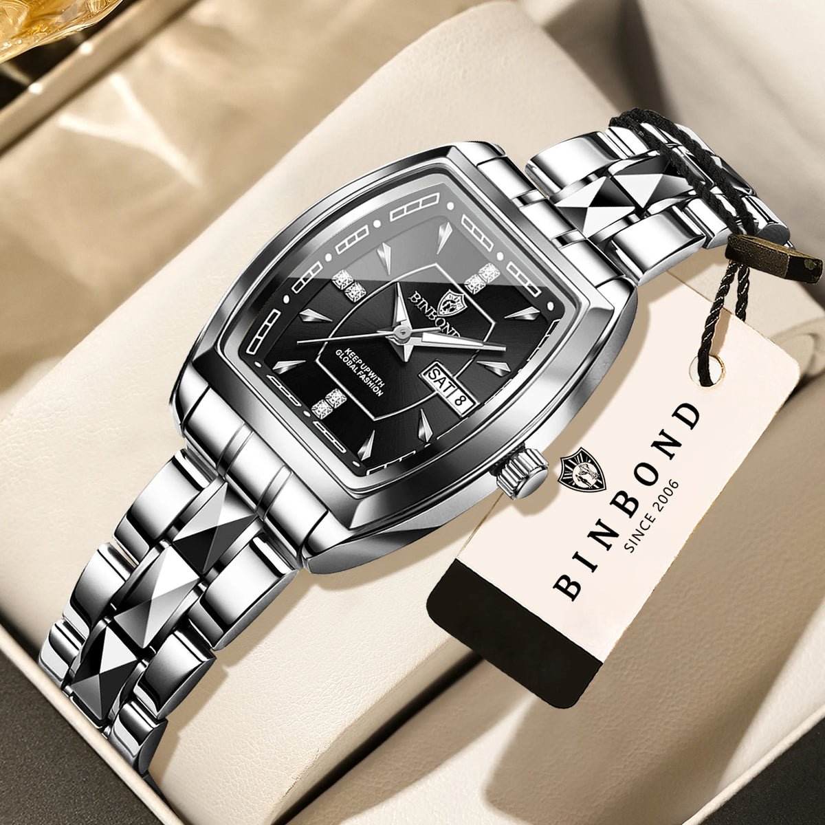 BINBOND Week Display Auto Date Precise Quartz Watches for Women Luxury Luminous Waterproof Durable Women's Watches Casual Reloj