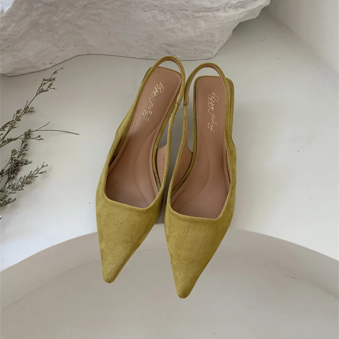 Women's Pointed-Toe Low-Heel Slingbacks in Style Options