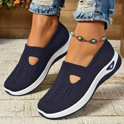 Spring Breathable Mesh Flats Shoes for Women Comfortable Slip on Casual Shoes Woman Lightweight Soft Bottom Loafers Plus Size 43