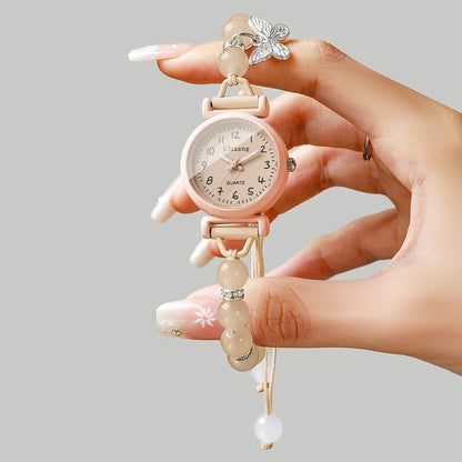 Fashion Butterfly Pendant Women Quartz Watch Girls Students Beads Strap Wristwatch Relogio Feminino Clock Gift (Without Box