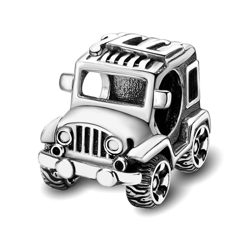 925 Sterling Silver Cute Crown Ship Bus Motorcycle Jeep Charms Bead Fit Diy Bracelet Bangle Making Gift Of High Quality Jewelry