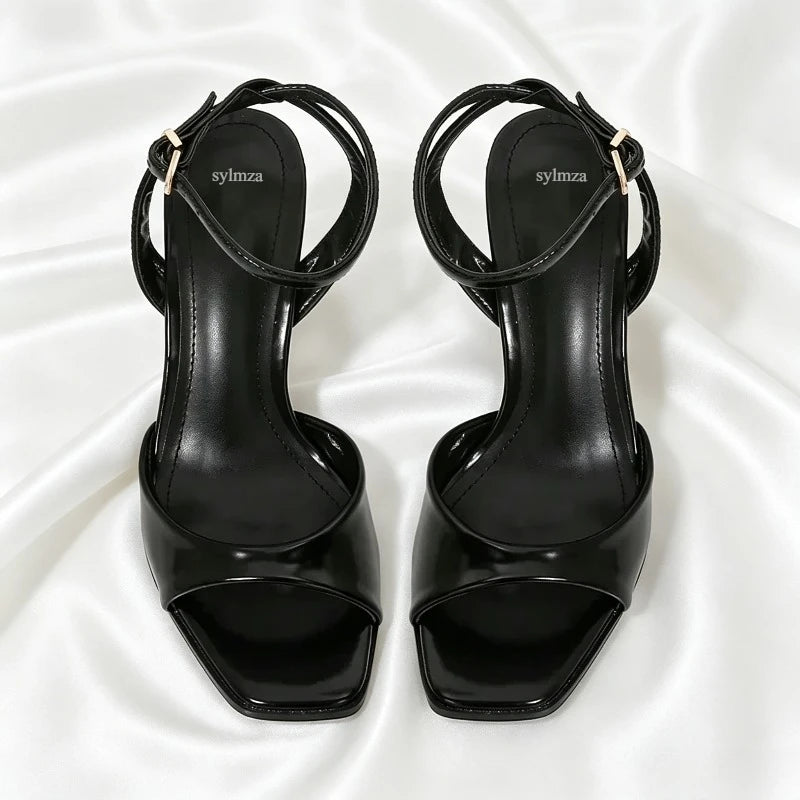 Women's Square-Toe Ankle-Strap Heeled Sandals