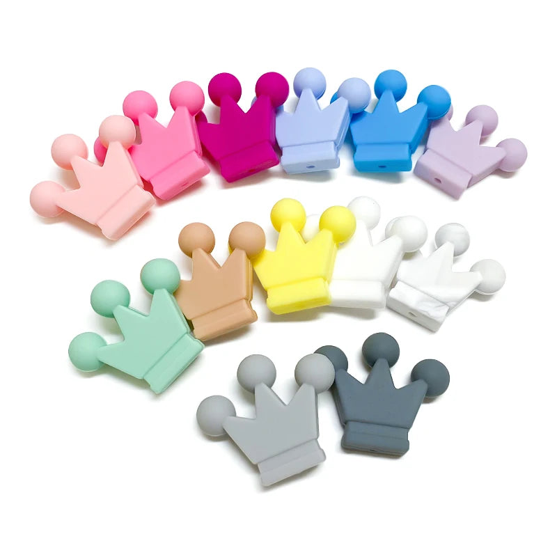 10pcs Food Grade Crown Silicone Beads Baby Teething Toys  Silicone DIY Pacifier Chain Pendant Accessories Baby Teethers