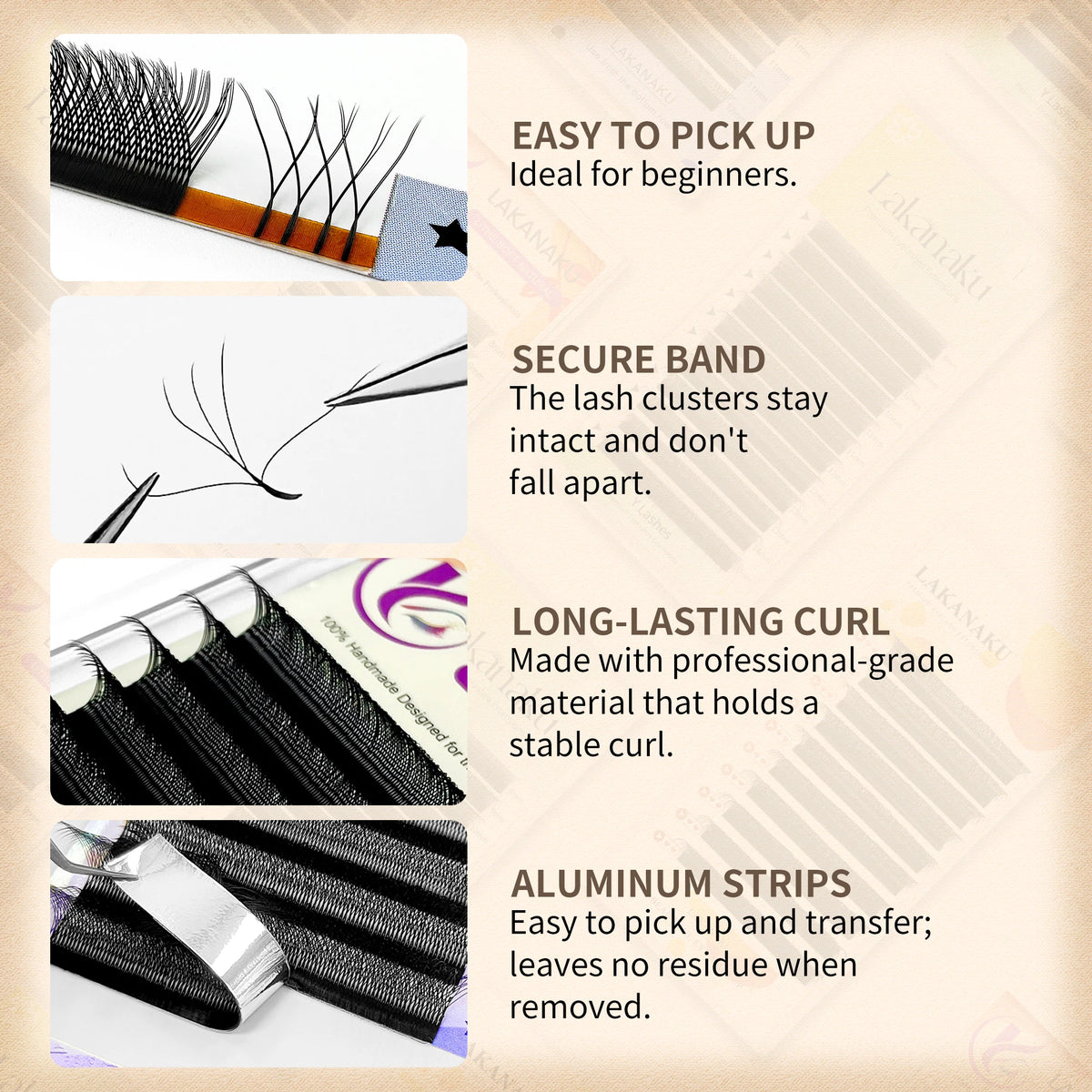 LAKANAKU YY/3D/4D/5D/6D W Clover Eyelashes Extension Cilios Extensiones De Pestañas Premade Fans Eyelash Extensions Volume