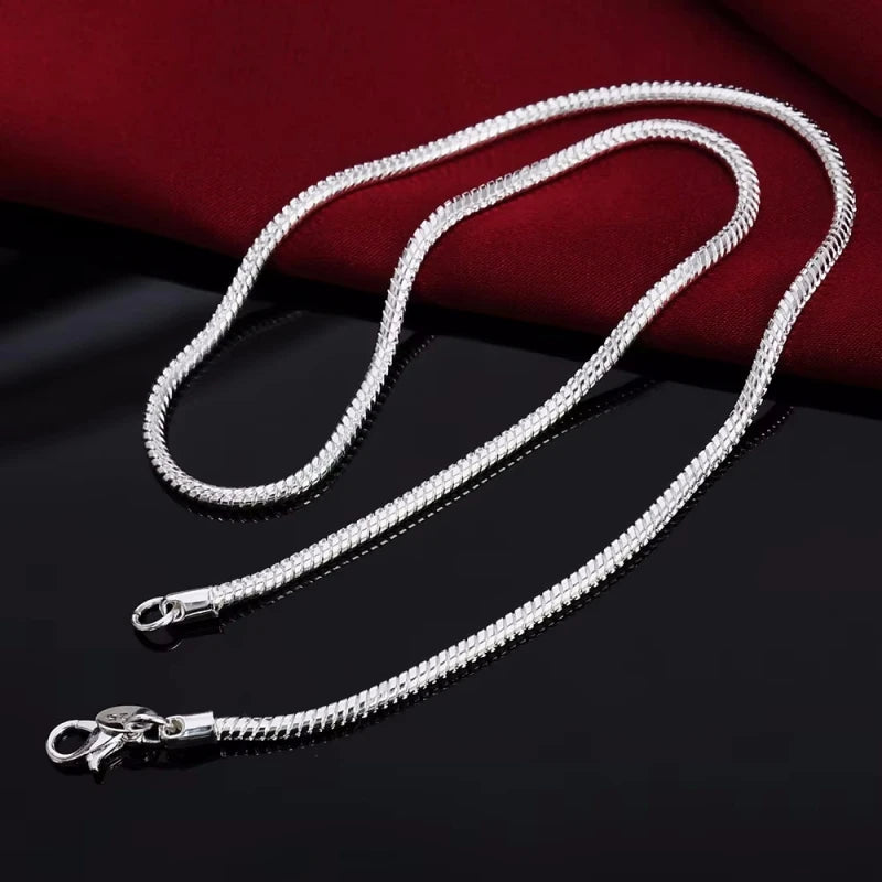 45-60cm 925 Sterling Silver 1MM/2MM/3MM solid Snake Chain Necklace For Men Women Fashion Jewelry for pendant free shipping