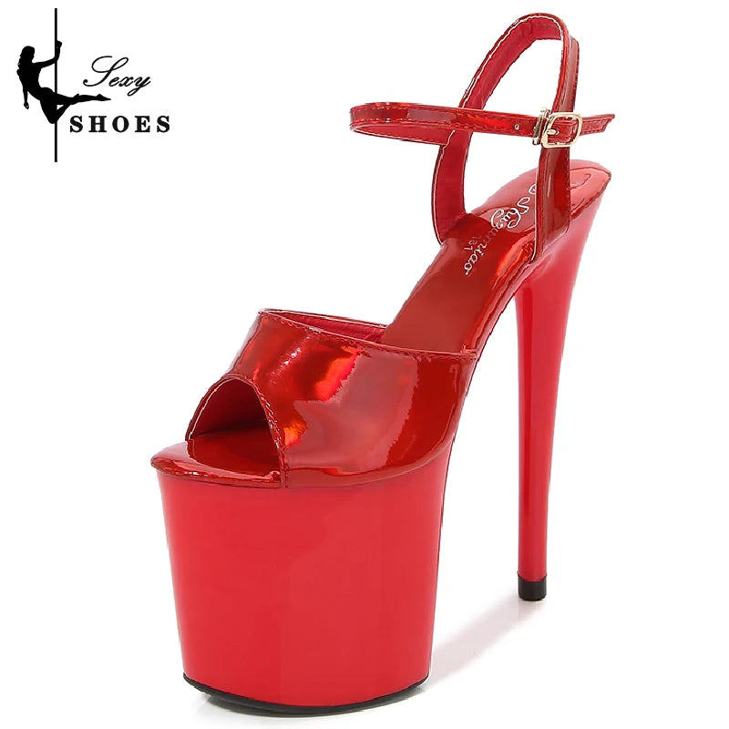New 20CM/8Inch High Heels Dance Shoes Sandals Women Summer New 2023 Buckle Strap Platform Club Stiletto Gladiator Stripper Heels