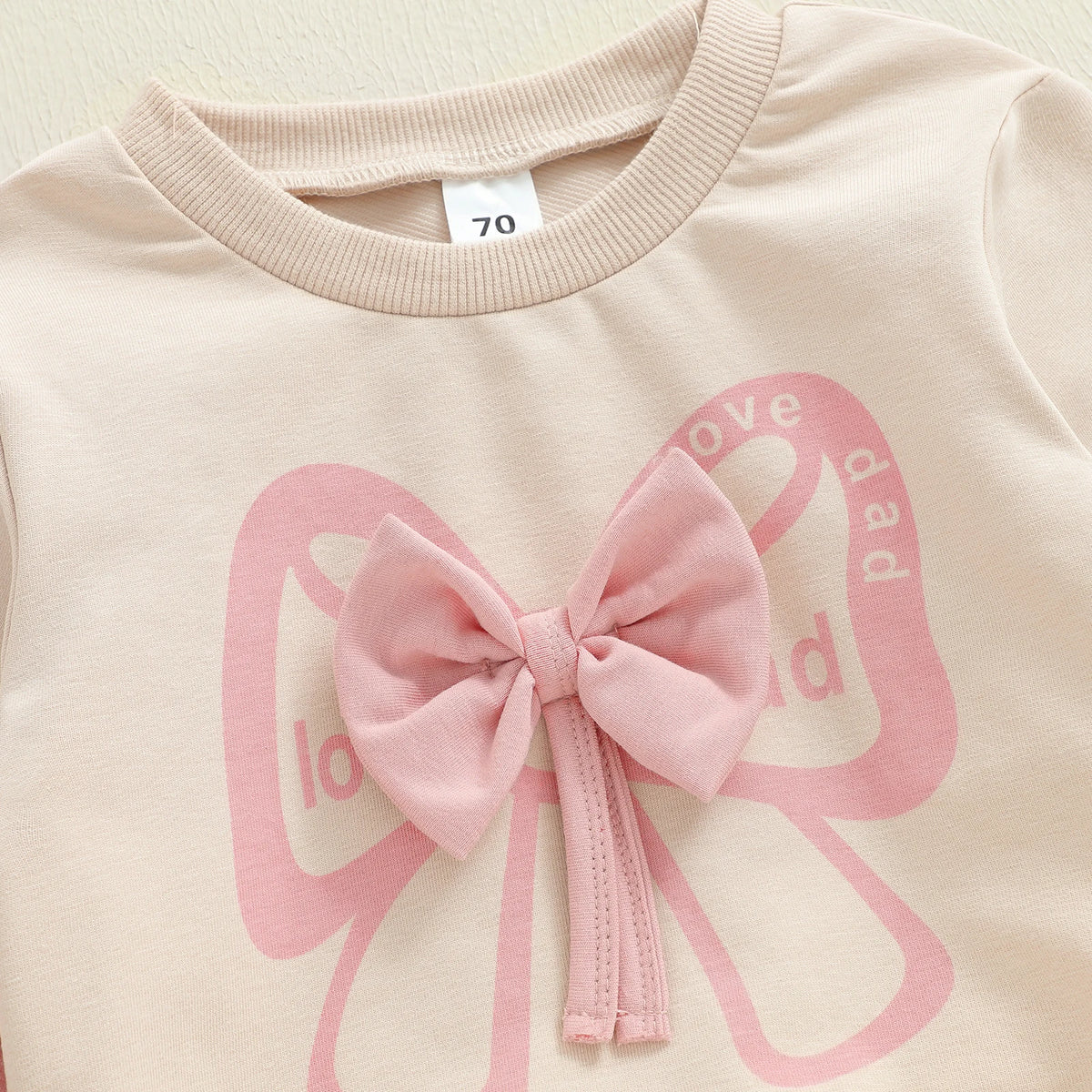 Citgeett Spring Toddler Girl Fall Outfits Bow Print Long Sleeve Ruffled Pullover Elastic Waist Pants Clothes Set
