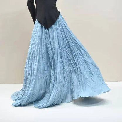 Pleated Long Skirts Women 2026 Spring Summer Fashion Loose Casual Elegant Maxi Skirt