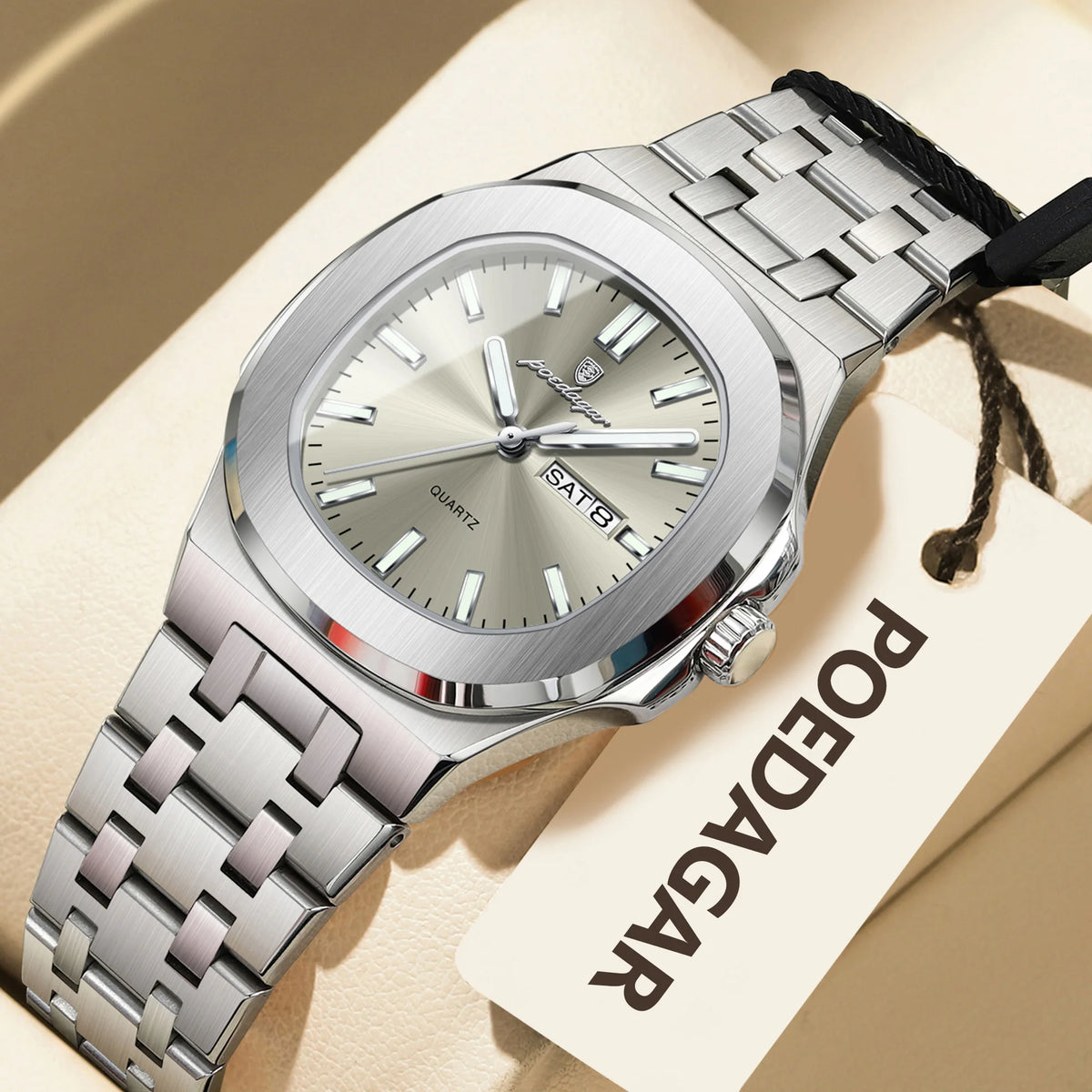 POEDAGAR Square Woman Watch Date Week Waterproof Luminous Ladies Watch Stainless Steel Quartz Fashion Women's Watches Reloj Gift