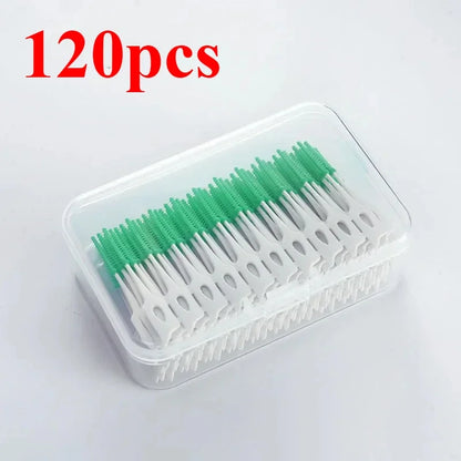 40-400pcs Silicone Interdental Brushes Toothpicks Brushes Between Teeth Silicone Toothpicks With Thread Oral Cleaning Tools