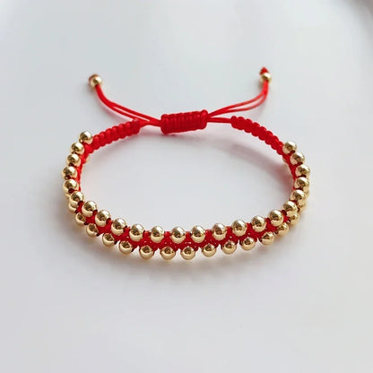KKBEAD Handmade Braided Bracelet Jewelry for Women 4mm High Quality Gold Plated Beads Bracelets Bijoux Fashion Pulseras Femme