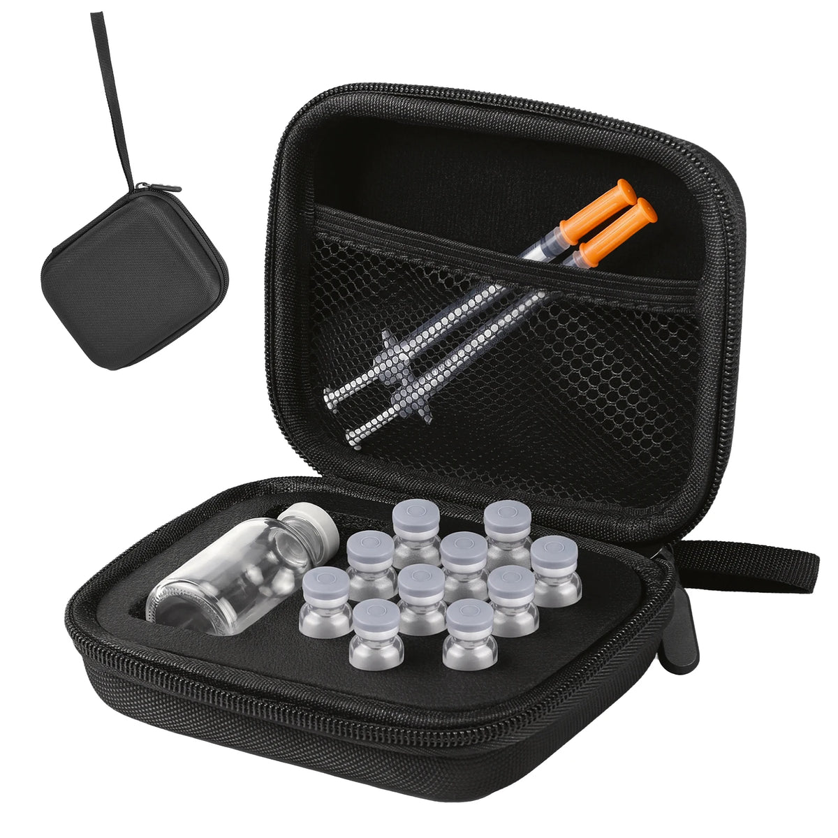 Insulin Vial Case 3ml 30ml Portable Medicine Organizer EVA Oxford Storage Box With Foam Slots For Travel Fridge Storage