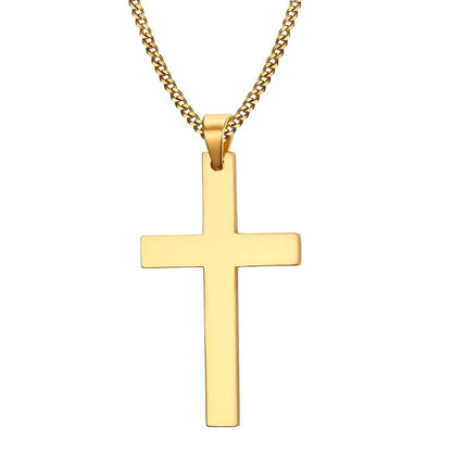 Fashion Stainless Steel Cross Pendant Necklace For Women Men Link Chain Charm Necklace Cool Boys Girls Punk Hip Hop Jewelry Gift