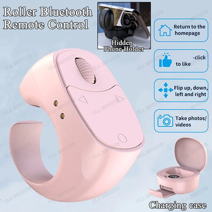 Remote Control Wireless Bluetooth Roller Fingertip Ring portable Mobile Mice Video Automatic Page Turner Browsing Ring R12