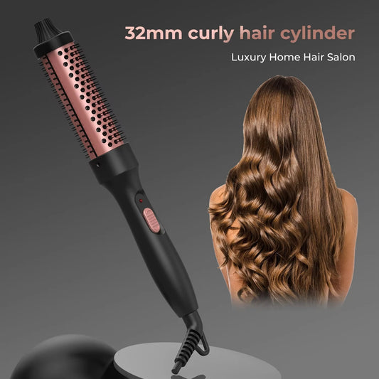 SoftAura 2026 New Curling Thermal Brush PTC Heated Curling Iron Round Brush 32mm Hair Curler Hot Volumizing Brush Styler