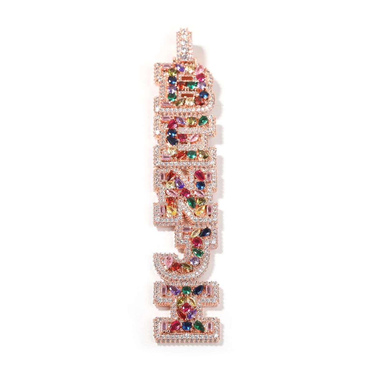 Uwin Custom Vertical Initial Letter Pendant Mixed Inlay Irregular Shape Cubic Zircon NamePlate Necklace Hiphop Jewelry