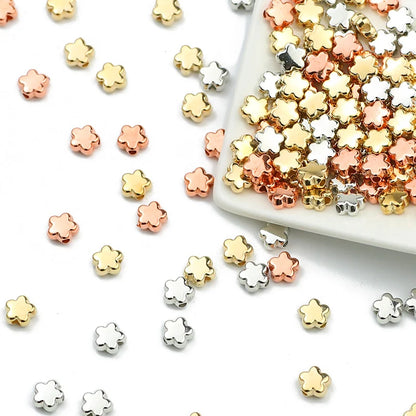 100-400pcs Gold Color Beads 4mm 6mm CCB Cube Crown Heart Pendant Star Spacer Loose Beads for Love Jewelry Making Bracelets DIY S