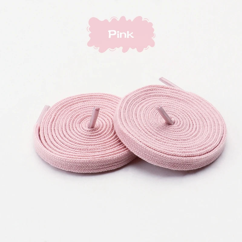 1Pair/3Pair Classic Solid-Color Flat Laces Premium Cotton Casual Shoelaces Sneaker 0.8cm Width Shoelace Length 100/120/140/160cm