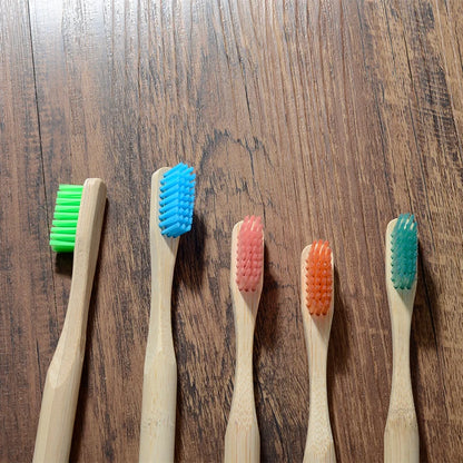10 Pack Bamboo Toothbrush Medium Bristles Biodegradable Plastic-Free Toothbrushes Cylindrical Low Carbon Eco Bamboo Handle Brush