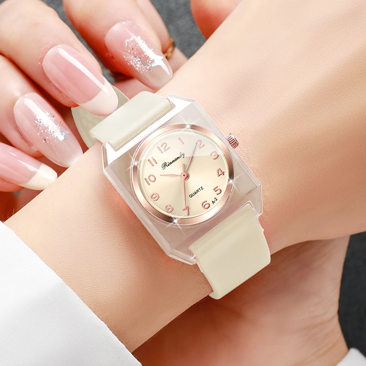 Elegant Square Women Quartz Watch Fashion Silicone Band Arabic Dial Ladies Wristwatches Relogio Feminino Clock (Without Box)