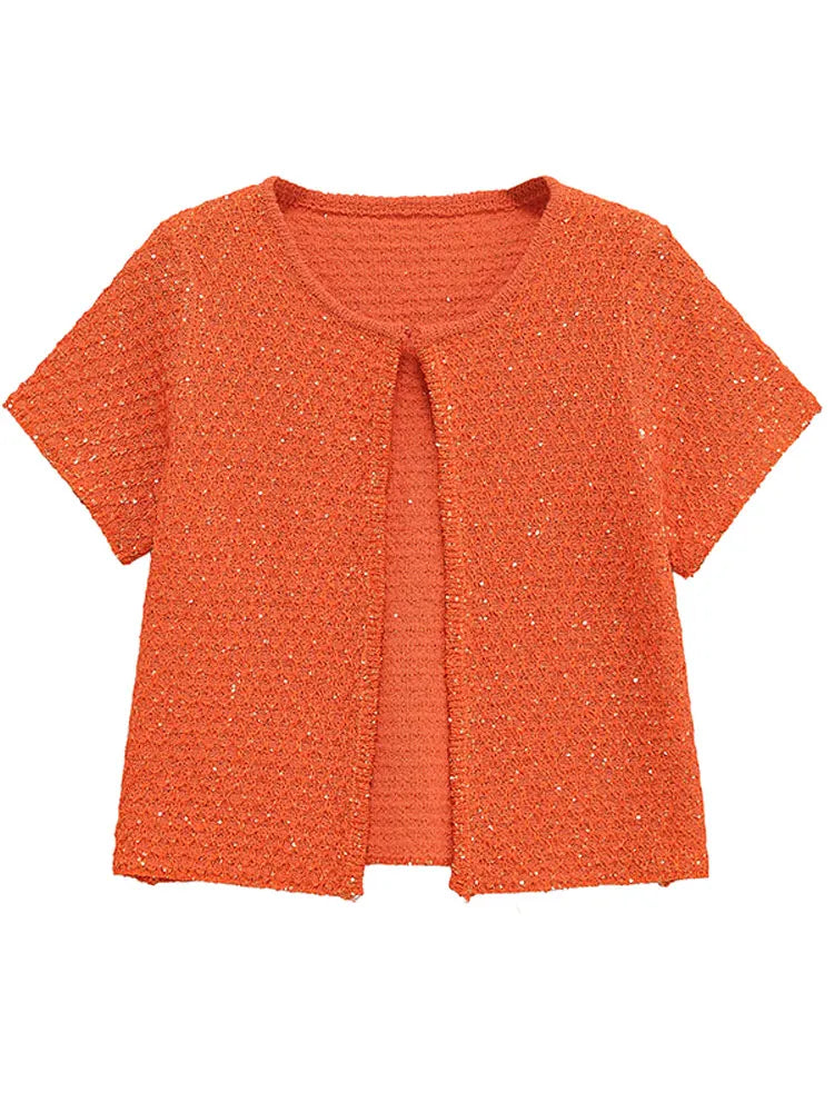 Women's Tank Tops Knitted Sequined Vests Summer Female Square Collar Sleeveless Backless Bodycon Crop Top Chic Lady Knitwear New