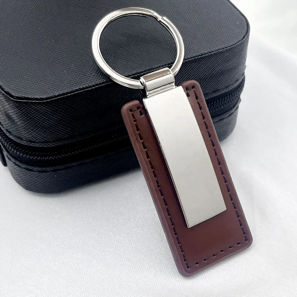 Hot Custom Logo Metal Stainless Steel for Car Moto Keychain Men and Women Keyring Leather Engraved Engraving Key Chain Gift