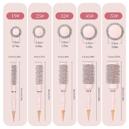 Professional Round Blow-Dry Brush for Hairdressers, Professional Curling Hot Barrel Comb, 5 Sizes, Suitable for Creating Stylish Curly Hairstyles, Suitable for Women's Styling, Blow-Drying, Curling, Smoothing, Short Hair, Med