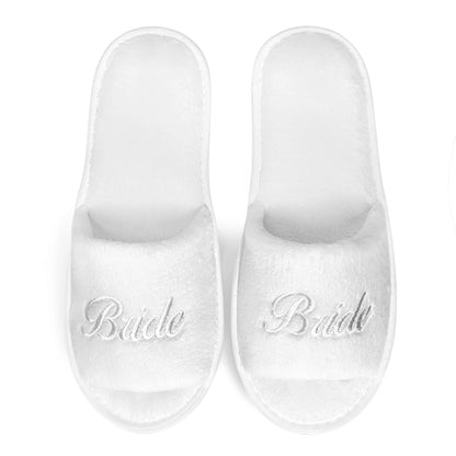 Bride & Bridesmaid, Wedding Party Guests Home Slip On Shoes Bridal Party Slippers Open-toe With Golden, Mint Green and Pink
