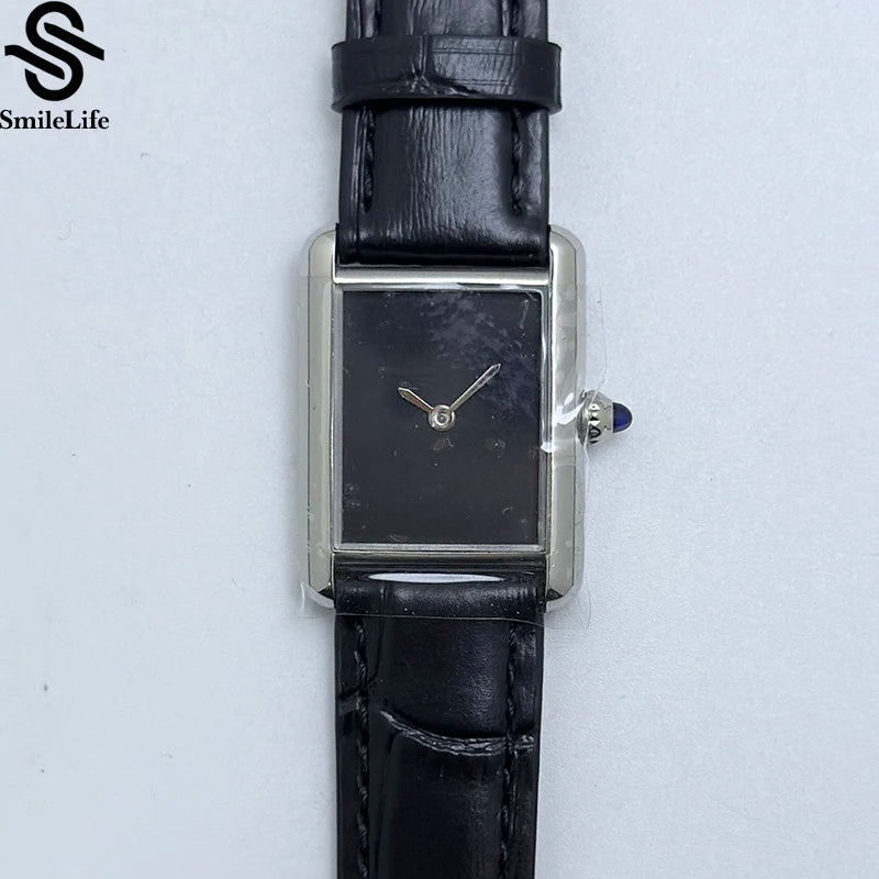 Smilelife 29.5mm Women's WristWatch Leather Strap All-Black Dial VJ20 Quartz Movement Waterproof Sport Casual Women Watches