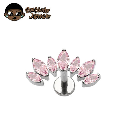 ASTM F136 Titanium Ear Climber Cartilage Helix Earring 16G Curved Marquise CZ Tragus Labret Stud Flat Back Piercing Body Jewelry