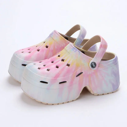 Home Slipper Platform High Heel Wedge Clog Woman charm Sandal Flip Flops Beach Chunky House Cloud Shoe Female Slides Outdoor