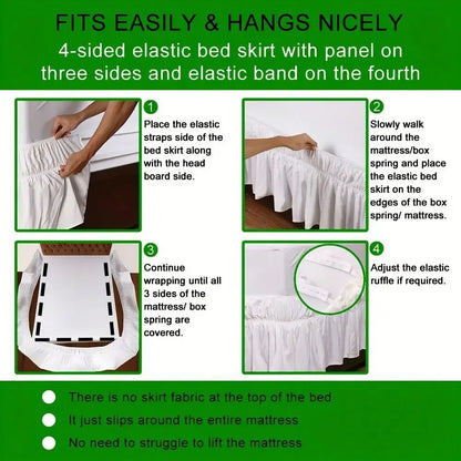 1Pc Breathable & Dustproof Bed Skirt  For Bedroom And Guest Room Bed Comforter Sets Curtains For Bedroom
