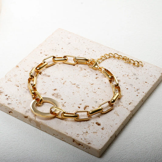 Stainless Steel Round Pendant Chain Bracelet jewelry
