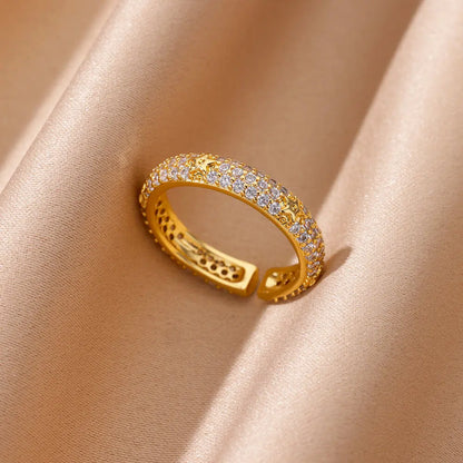 Zircon Geometric Heart Rings For Women Stainless Steel Gold Color Wedding Ring Luxury Aesthetic Jewlery Couple Gift 2026