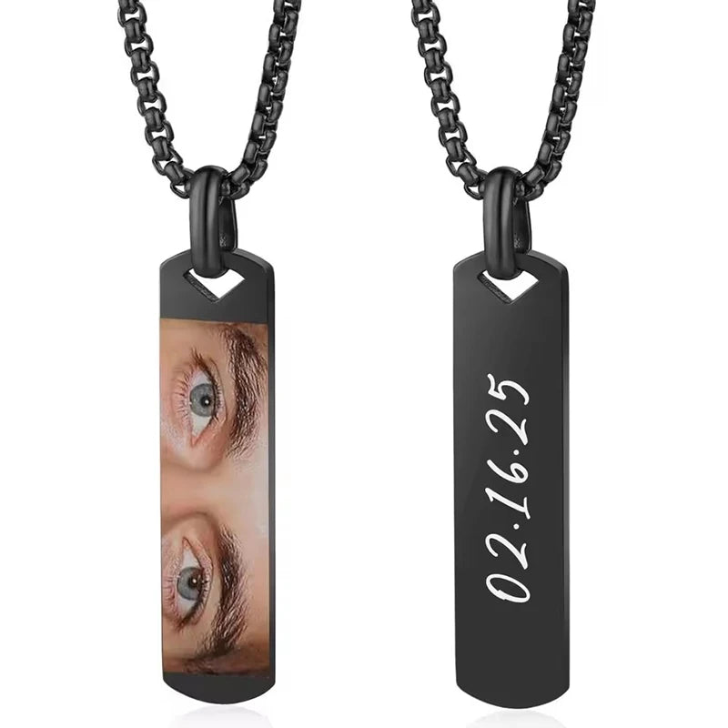 Personalized Eyes Necklace for Men Women Custom Eye Picture Pendant Necklace Engraving Name Necklaces Jewelry Gifts for Him Her