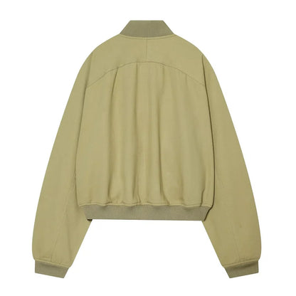 MUJER Varsity Bomber Jackets for Women Zipper Cropped Jacket Woman Outerwears Casual Womens Coats Long Sleeve Women's Jackets