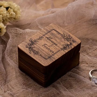 Always & Forever 3 Slot Ring Box For Wedding Ceremony Engraved Engagement Valentine's Day Birthday Gift Display Ring Bearer Waln