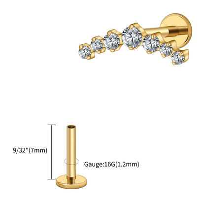 Right Grand ASTM F136 Titanium 16G CZ Cluster Climber Stud Earring Labret Helix Tragus Cartilage Stud Flatback Piercing