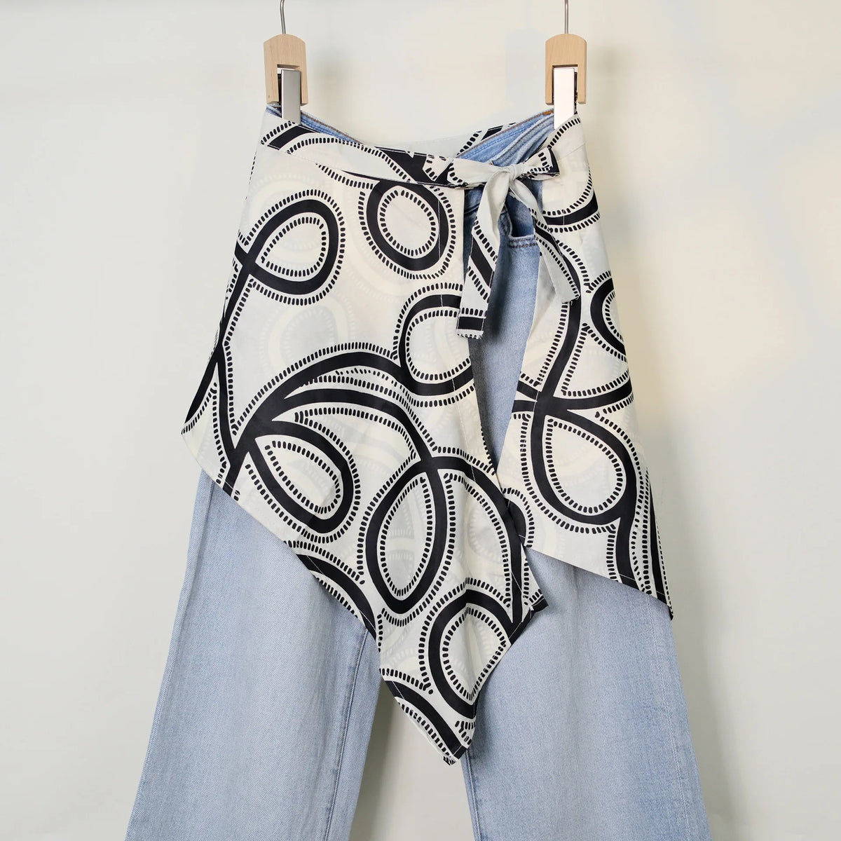 Streetwear Layering Pannier Skirt with Side Tie, Paisley Polka Dot Leopard Print Hem, Multifunctional Apron Skirt for Dresses