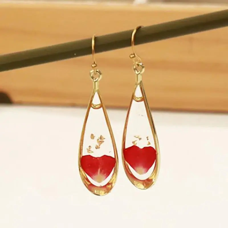 Natural Flower Drop Earrings Unique Epoxy Resin Real Flowers Earrings Elegant Pressed Flowers Earring Wholesale Custom Accessory