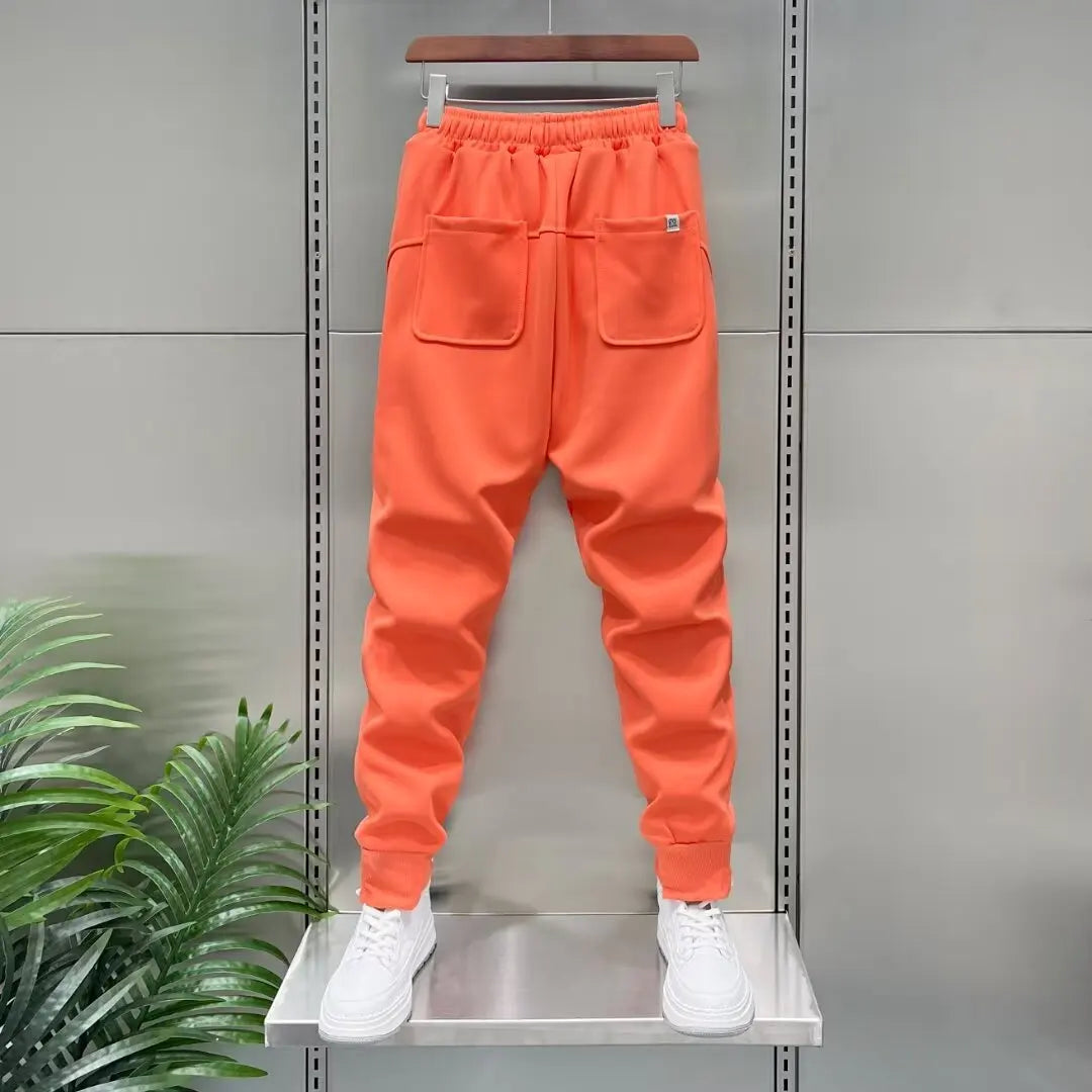 Men's Sweatpants Solid Loose Fit Mens Sweatpant Spring Fashion Orange Joggers Pants Unisex Elastic Waist Track Male Trouser 2025