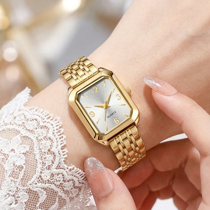 2Pcs/Set Unisex Jewelry Watches Women's Wristwatch Accessories Gold Trendy Fashionable Elegant Classic Exquisite Light Luxury Minimalist Style Luxury Bracelet Watch Set Y2K Suitable for Daily Outfits Travel Perfect Holiday Gi